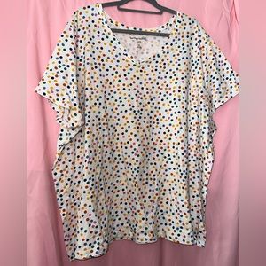 Woman Within Rainbow Polka Dot V-Neck T-Shirt